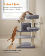 FEANDREA kissanpuutorni XXL-mukavalla tasolla, kori, sisalpylväät