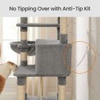 Feandrea Kissanpuu, suuri kissatorni, 164cm, riippumatolla, vaaleanharmaa