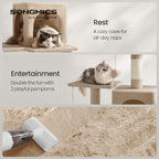 FEANDREA Kissanpuu, kapea torni, riippumatto, kantavuus 15kg, suurille kissoille, tyylikäs, monen kissan talouteen, sisalpylväät, korkeus 143cm