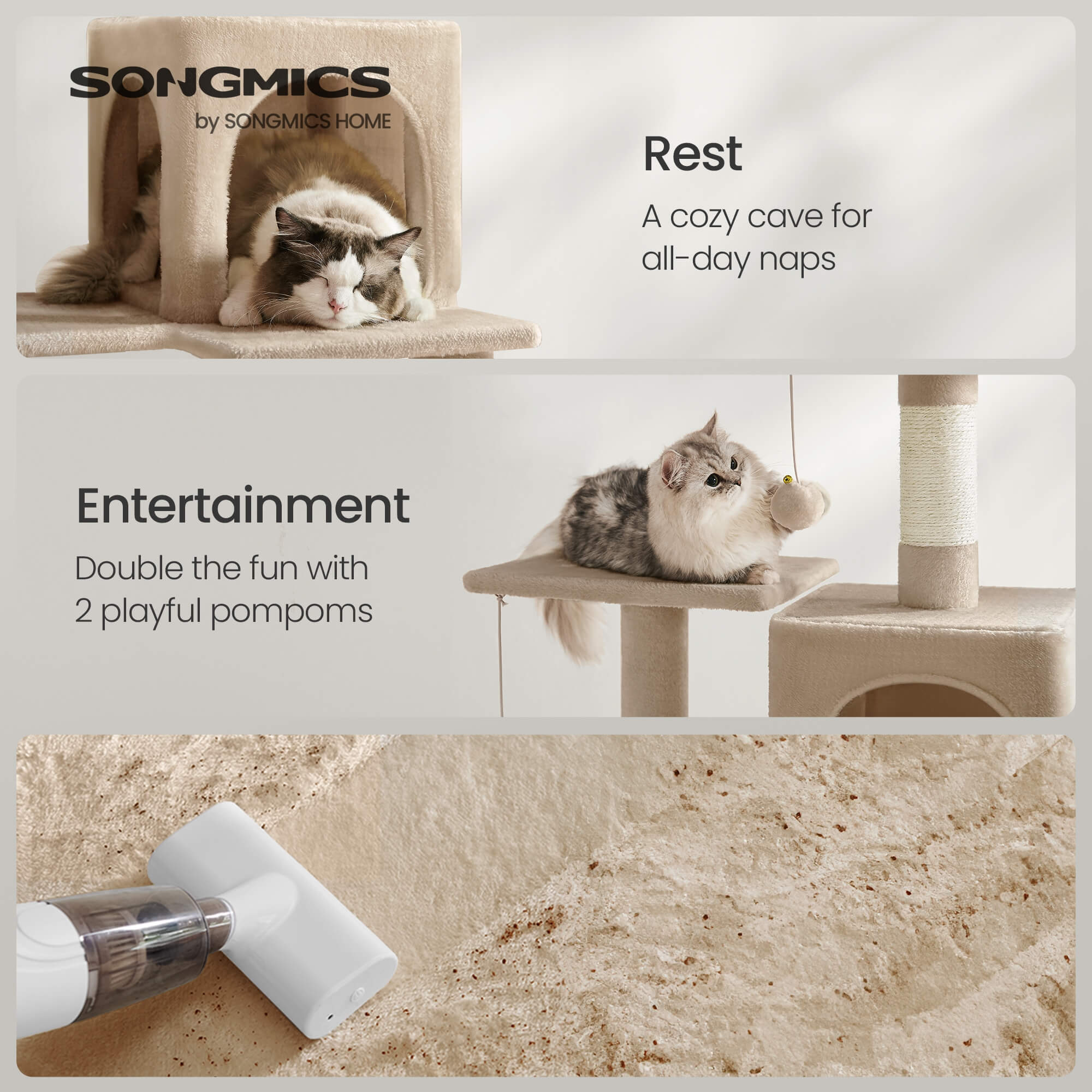 FEANDREA Kissanpuu, kapea torni, riippumatto, kantavuus 15kg, suurille kissoille, tyylikäs, monen kissan talouteen, sisalpylväät, korkeus 143cm