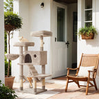 Feandrea raapimapuu pehmeällä päällisellä suurille kissoille, ombre-ruskea ja valkoinen