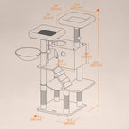 Feandrea raapimapuu pehmeällä päällisellä suurille kissoille, ombre-ruskea ja valkoinen