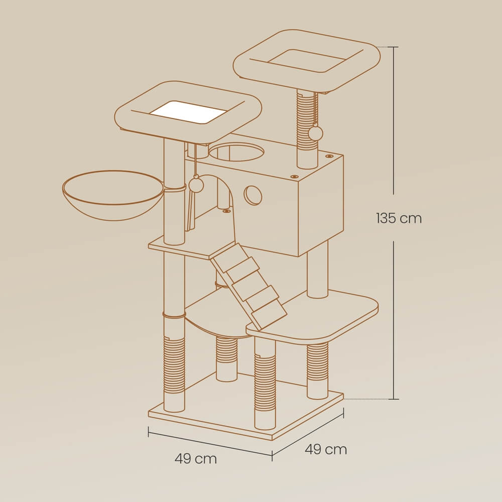 Feandrea Suuri raapimispuu pehmeällä päällisellä suurille kissoille, ombre-harmaa-valkoinen