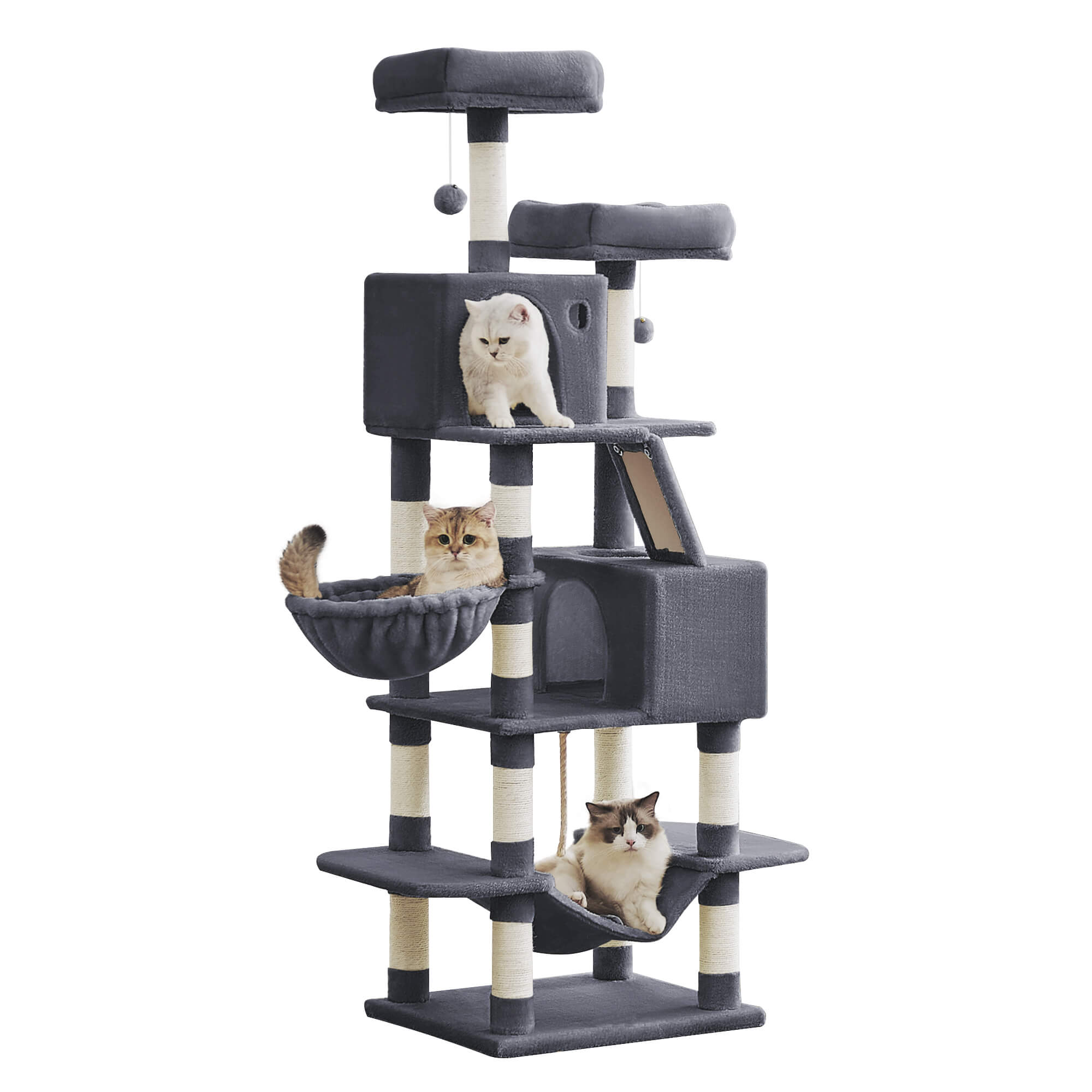 FEANDREA Kissanpuu suurille kissoille, suosittu, monen kissan talouteen, riippumatto, kapea, tilaa säästävä, korkeus 168cm