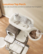 Feandrea Kissanpuu, moderni 197cm leikkitorni, monitasoinen, 2 pesää, 2 koria, 4 raapimapylvästä