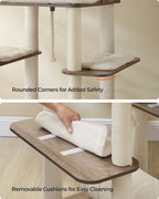 Feandrea Kissanpuu, moderni 197cm leikkitorni, monitasoinen, 2 pesää, 2 koria, 4 raapimapylvästä