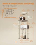 Feandrea Kissanpuu, moderni 197cm leikkitorni, monitasoinen, 2 pesää, 2 koria, 4 raapimapylvästä