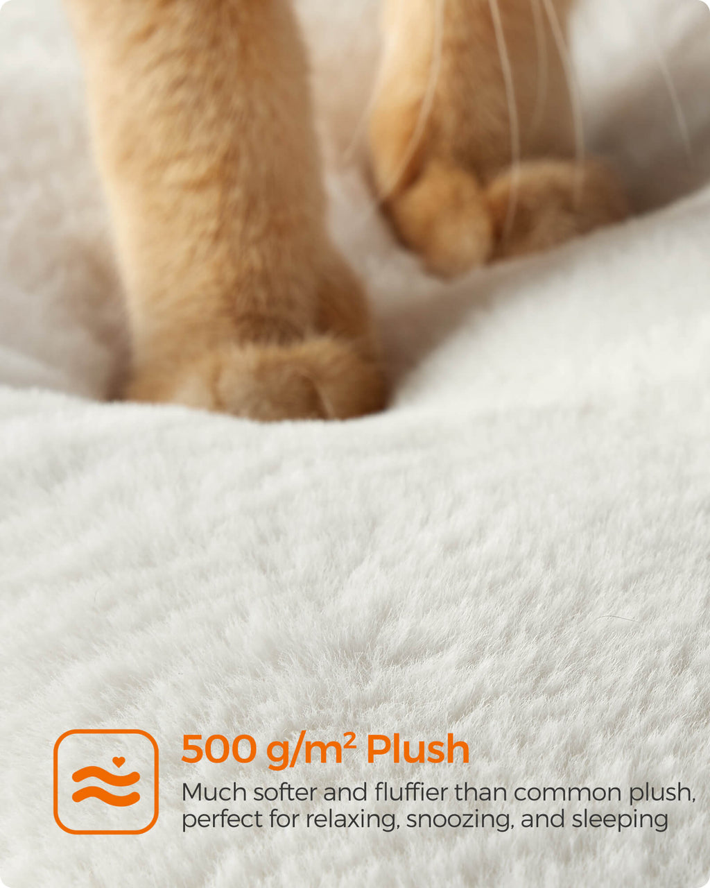 FEANDREA Raapimispuu 86cm, keskikokoinen puu 3 makuupaikalla ja luolalla, MDF-rakenne puuviilulla, sisalpylväs, pestävät plyysityynyt, vintage-ruskea-valkoinen