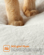 FEANDREA Raapimispuu 86cm, keskikokoinen puu 3 makuupaikalla ja luolalla, MDF-rakenne puuviilulla, sisalpylväs, pestävät plyysityynyt, vintage-ruskea-valkoinen