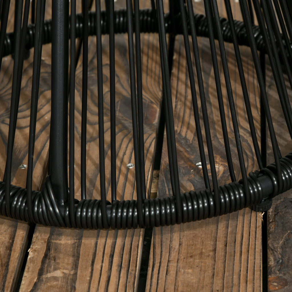Boho-tyylinen rottinkinen sivupöytä lasikannella, Ø40 cm, musta