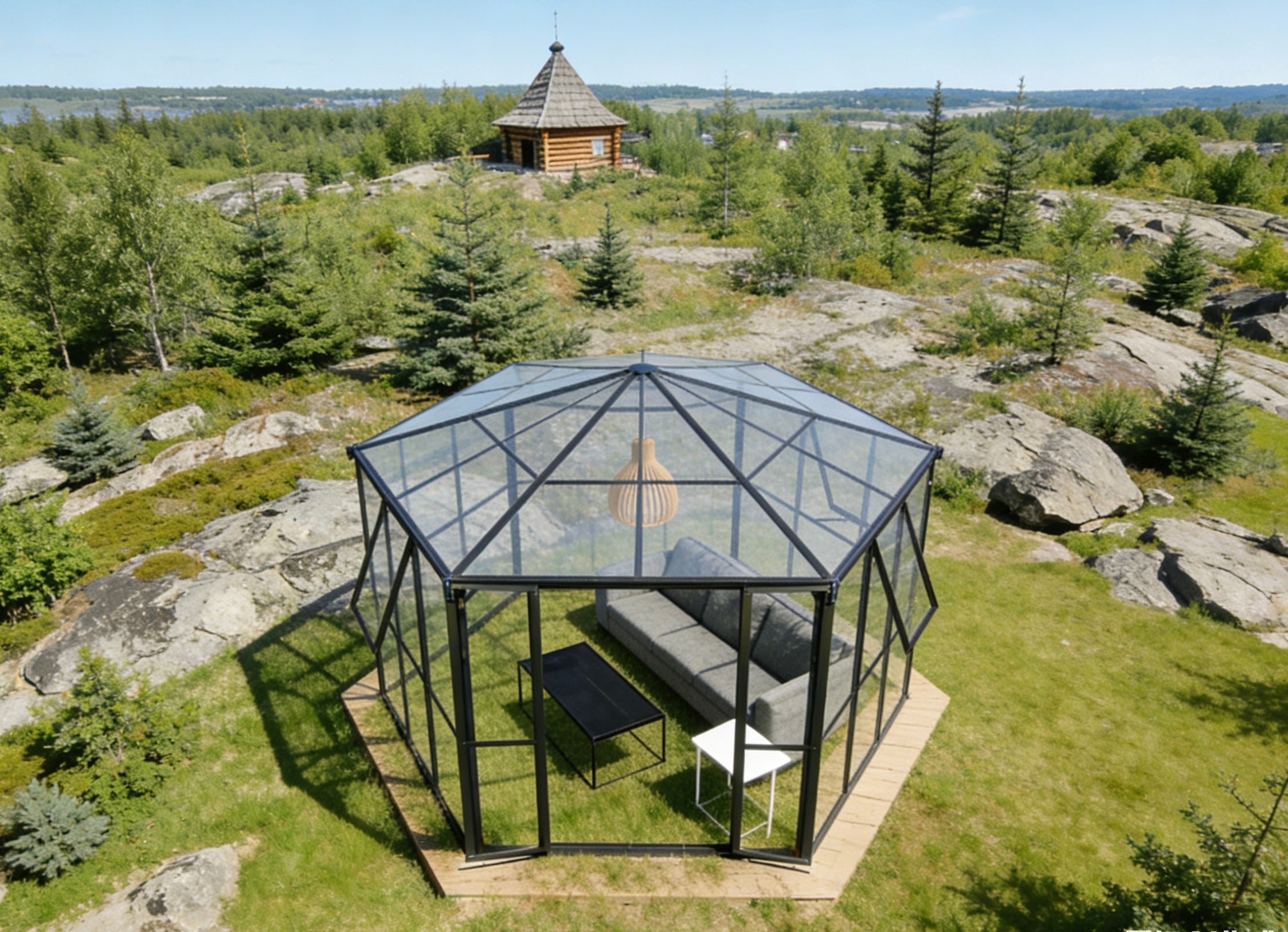 Pohjola Garden Kuusikulmainen Paviljonki/Kasvihuone, 180x180x249, Musta