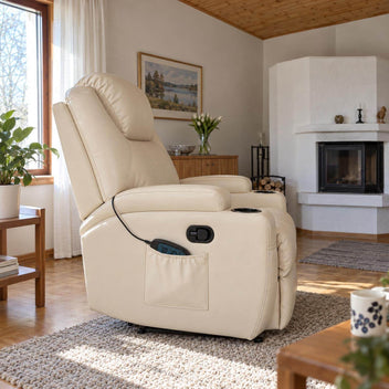 Hierova TV-tuoli 90 x 94 x 105 cm – recliner, 8 hierontapistettä, mukitelineet
