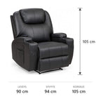 Hierova TV-tuoli 90 x 94 x 105 cm – recliner, 8 hierontapistettä, mukitelineet