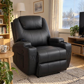 Hierova TV-tuoli 90 x 94 x 105 cm – recliner, 8 hierontapistettä, mukitelineet