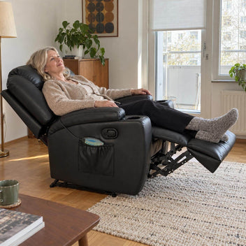 Hierova TV-tuoli 90 x 94 x 105 cm – recliner, 8 hierontapistettä, mukitelineet