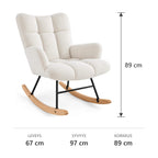 Gungstol 67 x 97 x 89 cm – stoppad, ben i trä och stål, vit