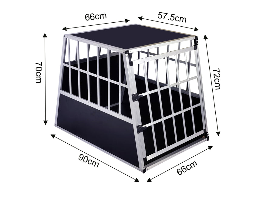 Koiran kuljetushäkki autoon 66 x 90 x 72 cm – alumiinirunko, MDF-pohja, 75° kulmat