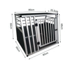 Hundbur för bil 80 x 65 x 66 cm – aluminiumram, MDF-botten, 75° vinklar