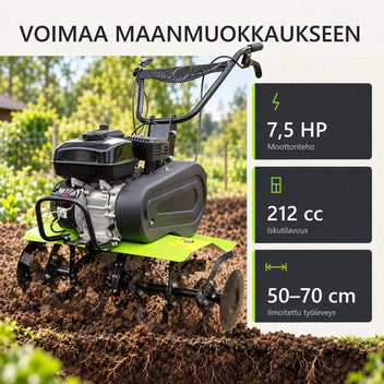 Trädgårdsfräs 7,5 hk / 212 cc – 50–70 cm, 17,5–35 cm, OHV 4-taktsmotor