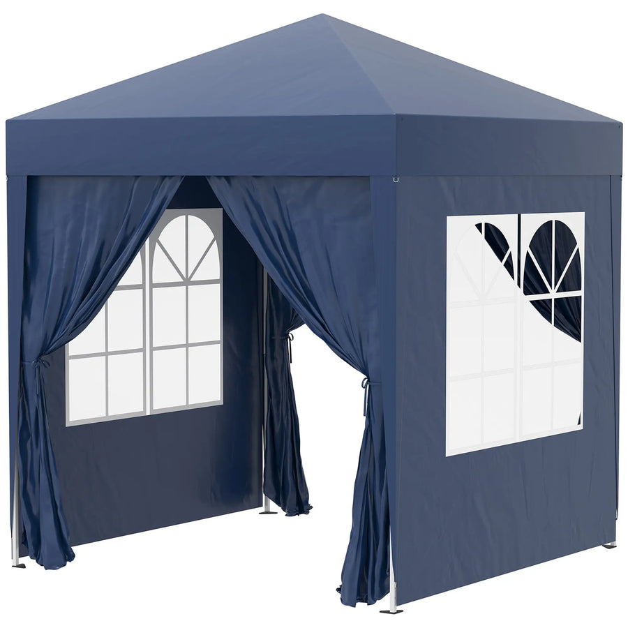 Pop up -paviljonki 2 x 2 m, 4 irrotettavaa sivuseinää ja kantolaukku, sininen