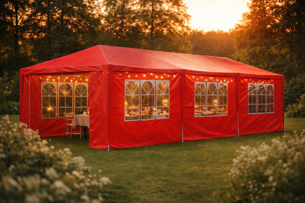 Pohjola Garden Juhlateltta / Paviljonki irrotettavilla sivuilla 3x9m PE, Punainen