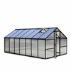 Pohjola Garden Stort växthus 10 m2 + bas och rännor, 4 mm 800 g/m2 bikakepaneler, svart