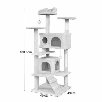 Kattklösbräda 139 cm – 2 hus, sisalstolpar, bollleksaker, svart/röd