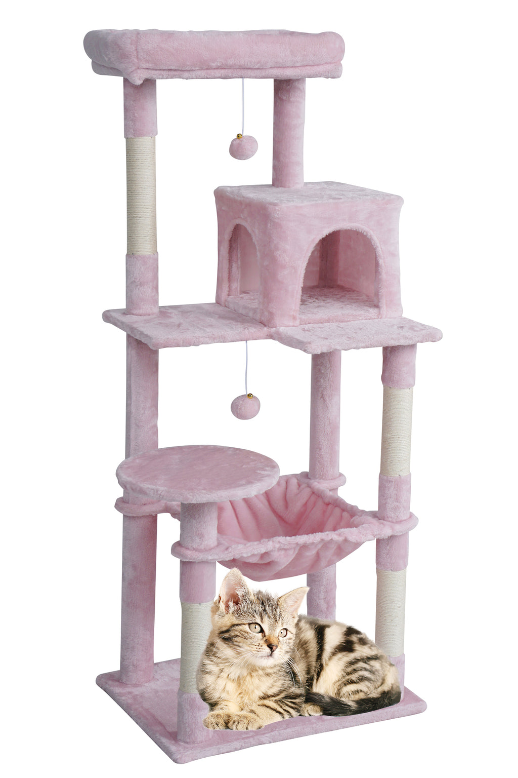 POHJOLAN LEMMIKKITARVIKE Kissan kiipeily-/raapimispuu 143 cm, Pinkki