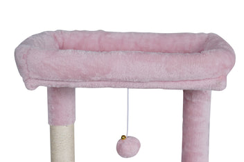Kissan raapimispuu 143 cm – sisalpylväät, koppi, pinkki