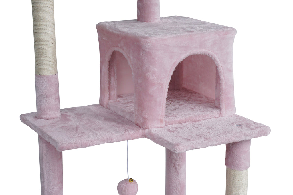 POHJOLAN LEMMIKKITARVIKE Kissan kiipeily-/raapimispuu 143 cm, Pinkki