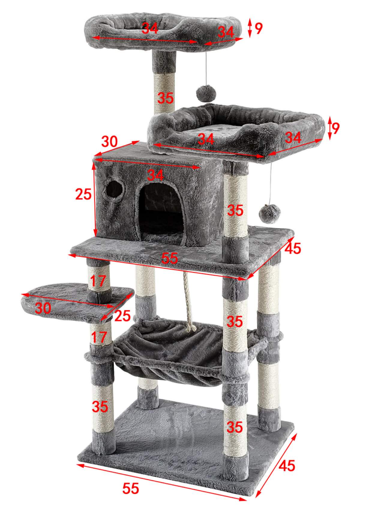POHJOLAN LEMMIKKITARVIKE Kissan kiipeily-/raapimispuu 143 cm, vaalean harmaa