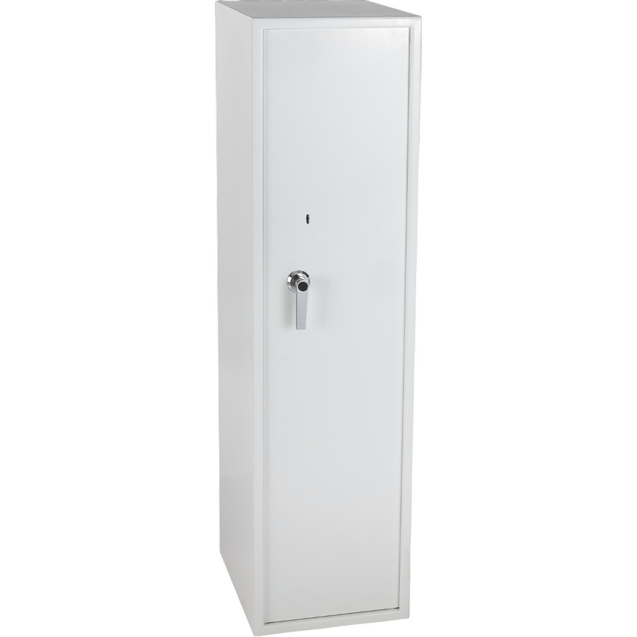 Vapenskåp för 7 vapen EN 14450 – ammunfack, 159 x 41 x 50 cm, vitt