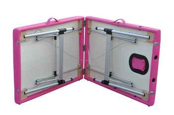 Massagebänk 195 x 70 cm – 2 zoner, 5 cm stoppning, aluminiumram, rosa
