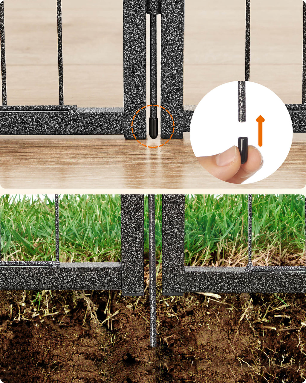 Feandrea utomhusinhägnad, DIY-lekhage, 8 nätpaneler, vardera 77 x 80 cm, 2 L-formade spärrar, bärbar, för inomhus- och utomhusbruk, för mycket stora husdjur utan halsband, grå