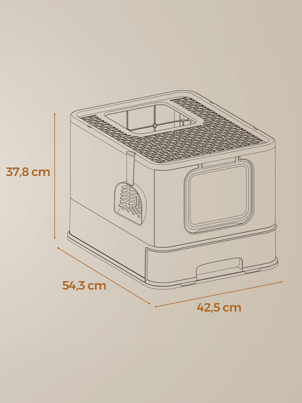 FEANDREA kissanvessa, kannella, kissoille jopa 15 kg, kauranvärinen, lämmin harmaa