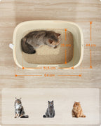 Feandrea kissanhiekkalaatikko kotiin, erittäin suuri, korotetuilla sivuilla, hiekanerottelulevyllä, säilytyslaatikolla ja lapiolla, useille suurille kissoille, hiekkabeige