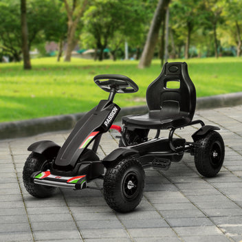 Lasten polkukartingauto vapaarattaalla, ilmarenkaat, käsijarru, 5–12 v, musta