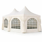 Pagoda festtält 4,4 x 6 m – 240 g/m² tyg, PVC-fönster, vitt