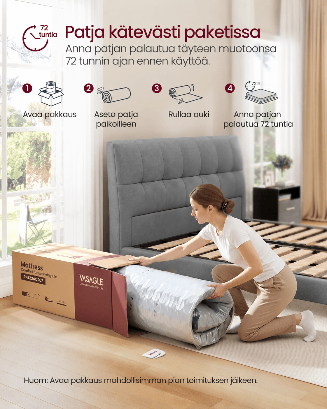 Patja 140 × 200 × 20 cm, taskujousi- ja geelimuistivaahtopatja, keskikova H3, 7 tukivyöhykettä, liike-eristys, hengittävä päällinen, sininen