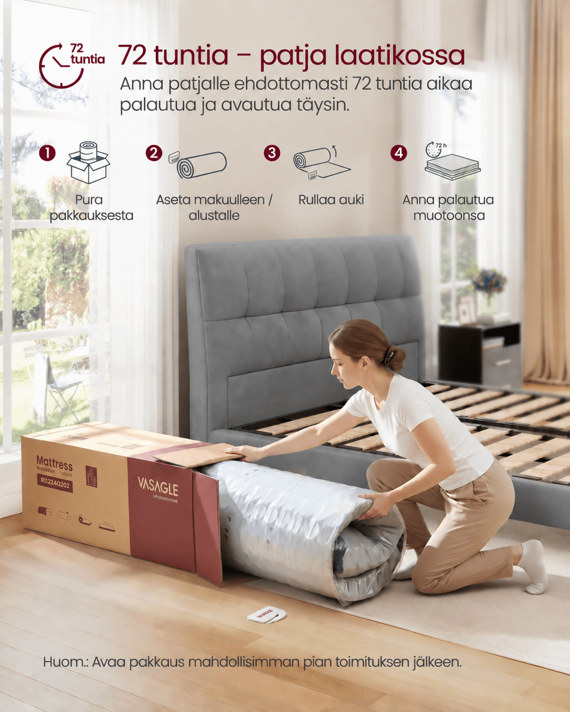 Patja 140 × 200 × 25 cm, taskujousipatja geelimuistivaahdosta, keskikova H3, 7 tukivyöhykettä, liike-eristys, hengittävä päällinen, sininen