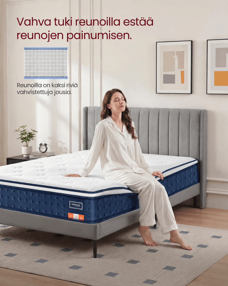 Patja 140 × 200 × 25 cm, taskujousipatja geelimuistivaahdosta, keskikova H3, 7 tukivyöhykettä, liike-eristys, hengittävä päällinen, sininen