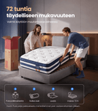Patja 90 × 200 × 25 cm, geelimuistivaahto- ja taskujousipatja, keskikova (H3), 7 tukivyöhykettä, liike-eristys, hengittävä päällinen, sininen