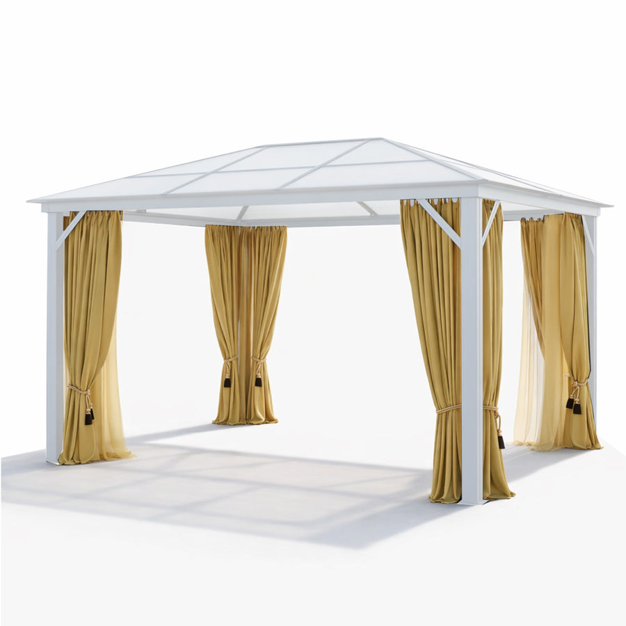 OUTLET! Paviljongin verhot ja hyttysverkko 3x4 m – kovakattoiseen paviljonkiin, beige - LUE TUOTEKUVAUS