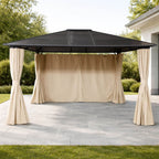 Paviljonki 360 x 300 cm PC-katolla – 6 mm katto, galvanoitu teräsrunko, verhot, beige