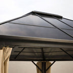 Paviljonki 360 x 300 cm PC-katolla – 6 mm katto, galvanoitu teräsrunko, verhot, beige