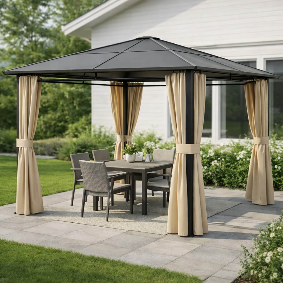 Lund & Leaf Paviljonki/Trädgårdsskjul 3x3 m med PC-tak, beige