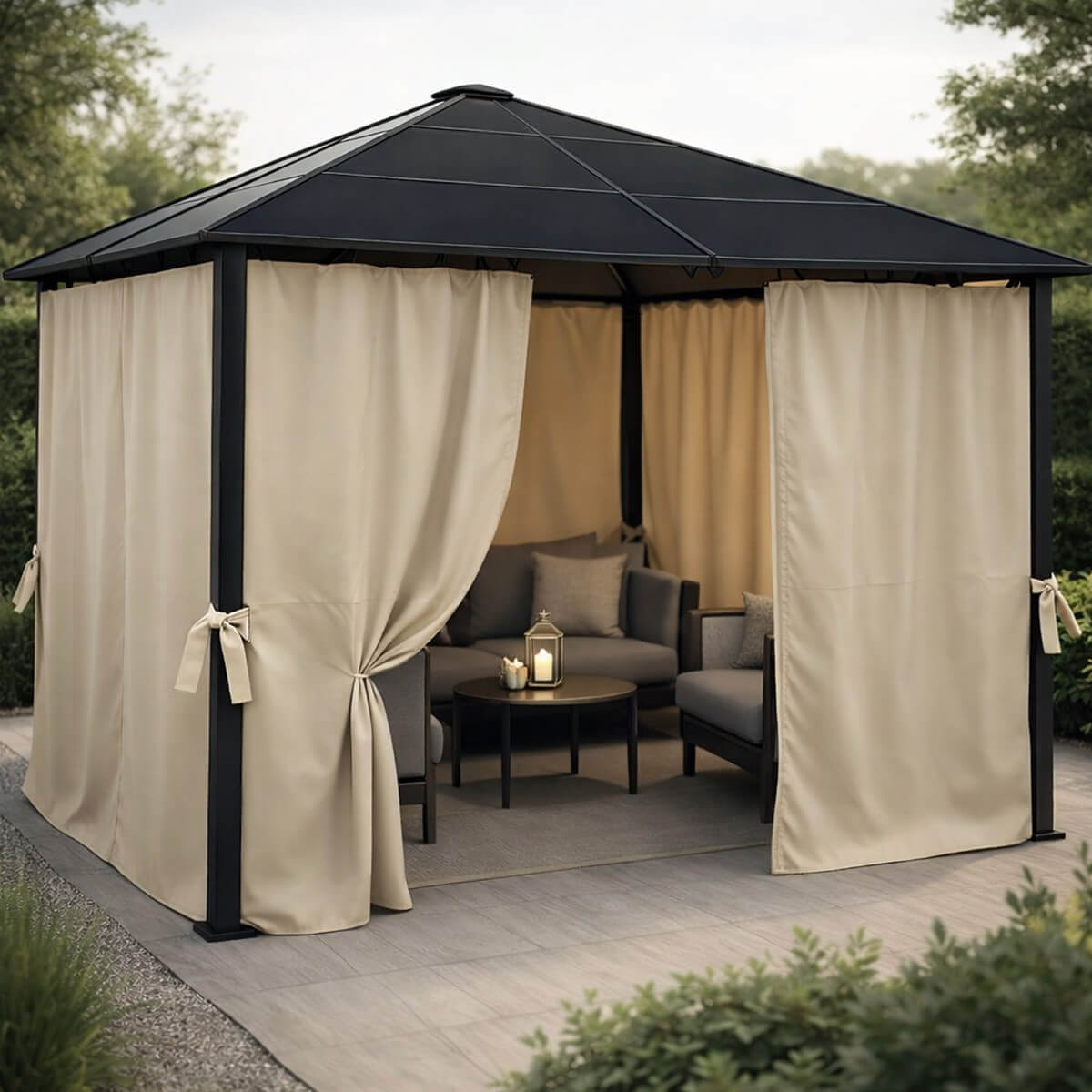 Lund & Leaf Paviljonki/Trädgårdsskjul 3x3 m med PC-tak, beige