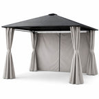 Paviljonki 3 x 3 m PC-katolla – 6 mm katto, sivuverhot, teräsrunko, harmaa