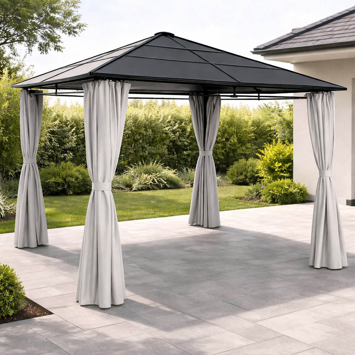 Lund & Leaf Paviljonki/trädgårdsskjul 3x3 m med PC-tak, grå