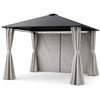Paviljonki 3 x 3 m PC-katolla – 6 mm katto, sivuverhot, teräsrunko, harmaa
